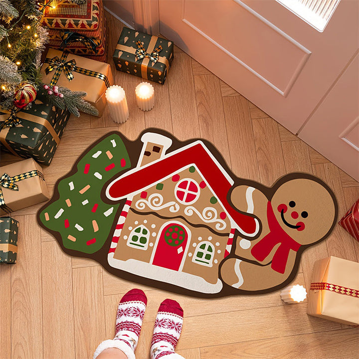 Christmas Gingerbread Man Doormat – Non-Slip &amp; Absorbent