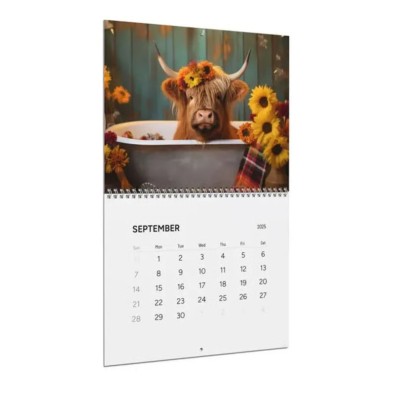 2026 Highland Cow Wall Calendar