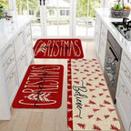 Festive Christmas Non-Slip Floor Mat Set