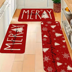 Festive Christmas Non-Slip Floor Mat Set