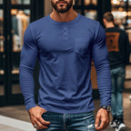 Gentlemanly and elegant Men’s Slim Fit Henley Long Sleeve T-Shirt