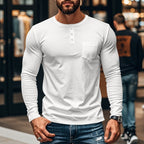 Gentlemanly and elegant Men’s Slim Fit Henley Long Sleeve T-Shirt