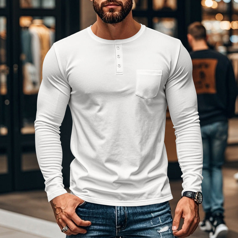 Gentlemanly and elegant Men’s Slim Fit Henley Long Sleeve T-Shirt