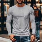 Gentlemanly and elegant Men’s Slim Fit Henley Long Sleeve T-Shirt