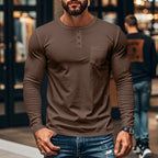 Gentlemanly and elegant Men’s Slim Fit Henley Long Sleeve T-Shirt