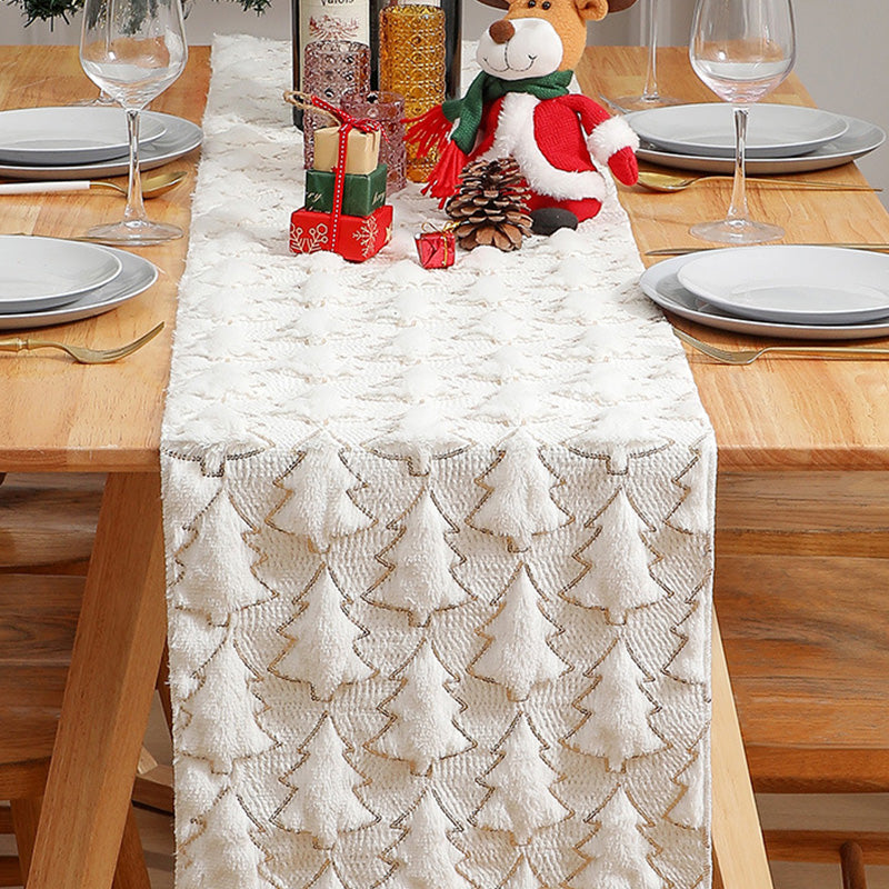 Soft Plush Christmas Tree Table Runner
