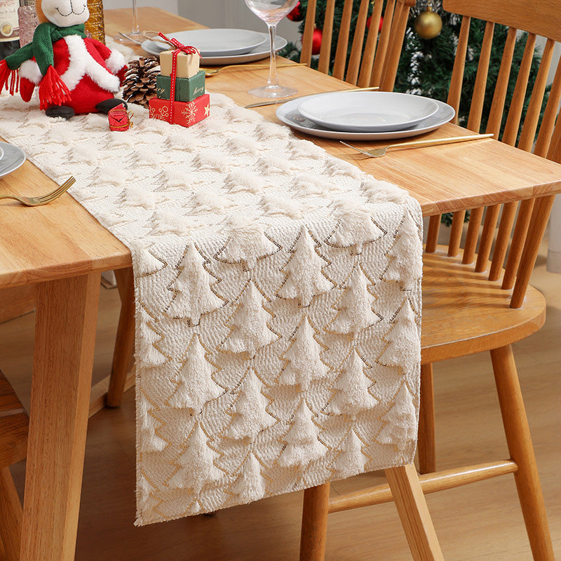 Soft Plush Christmas Tree Table Runner