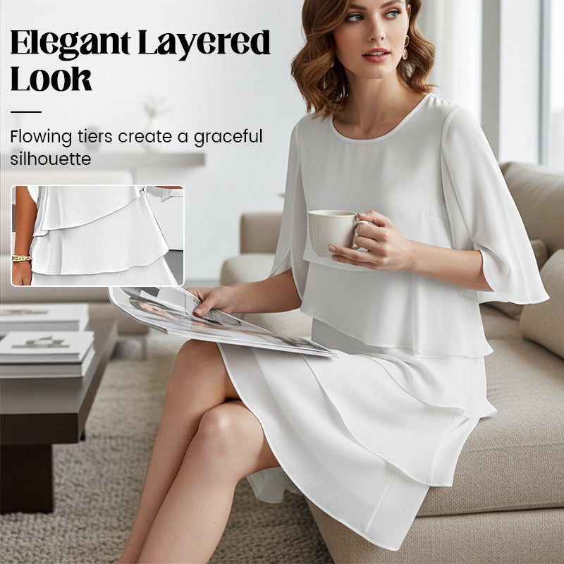 🎉Limited Sale🎉Women's Elegant Layered Ruffle Sleeve Dress