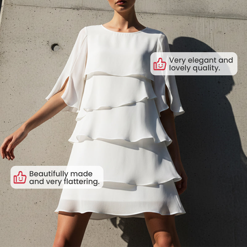 🎉Limited Sale🎉Women's Elegant Layered Ruffle Sleeve Dress