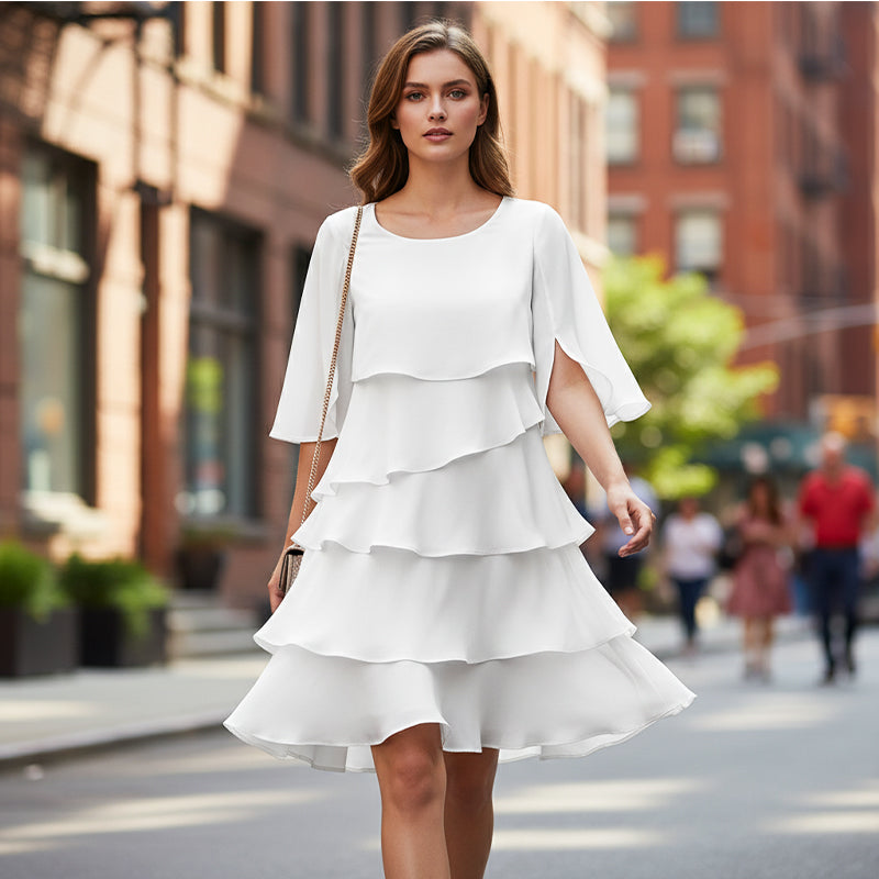 🎉Limited Sale🎉Women's Elegant Layered Ruffle Sleeve Dress