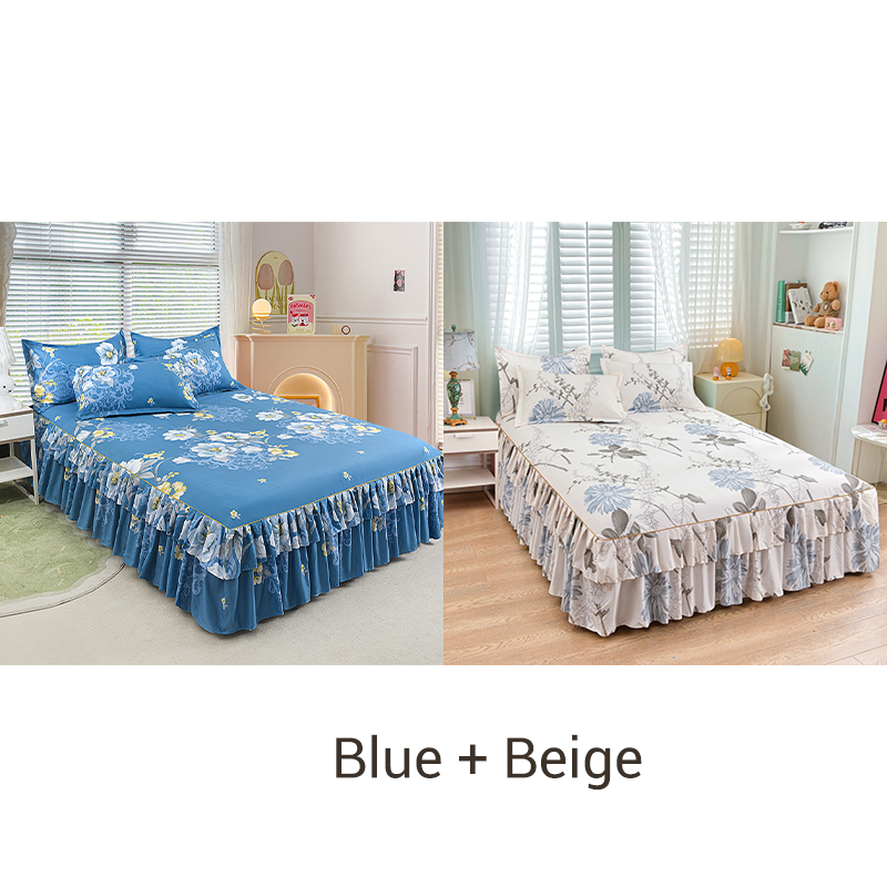 🛏️Two-layer three-piece set with lotus motif lace bedspread and pillowcases