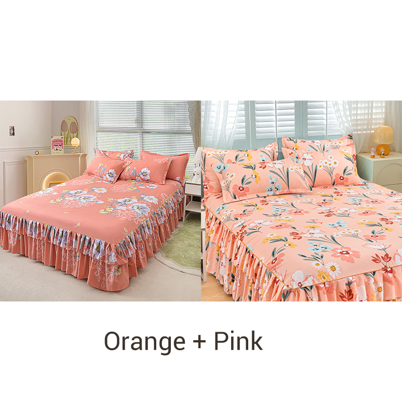 🛏️Two-layer three-piece set with lotus motif lace bedspread and pillowcases