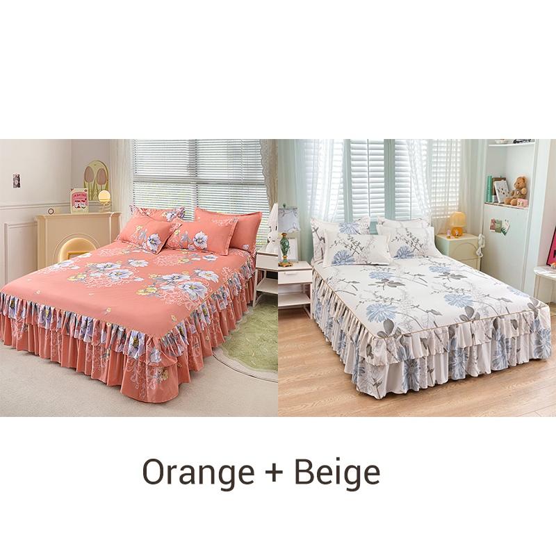 🛏️Two-layer three-piece set with lotus motif lace bedspread and pillowcases