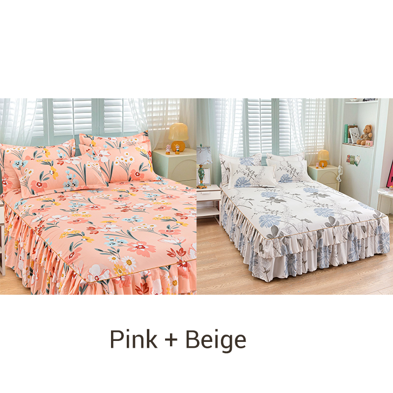 🛏️Two-layer three-piece set with lotus motif lace bedspread and pillowcases