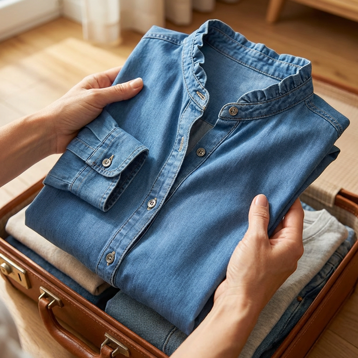 📢Heißer Ausverkauf 2026: 50 % Rabatt⏰ Lässiges Damen-Shirt mit Rüschen und V-Ausschnitt | Weich und atmungsaktiv &amp;  Schmeichelhafter High-Low-Saum ✨