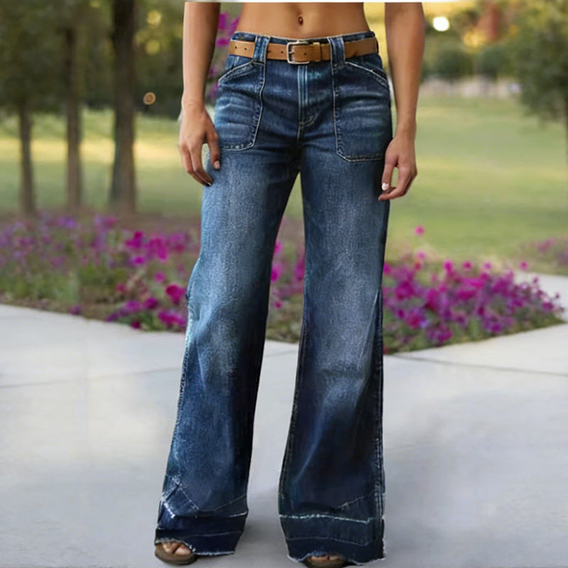 👖Women's Retro Flare Jeans – Stretch Denim, Functional Pockets & Vintage High-Waist Fit🌟