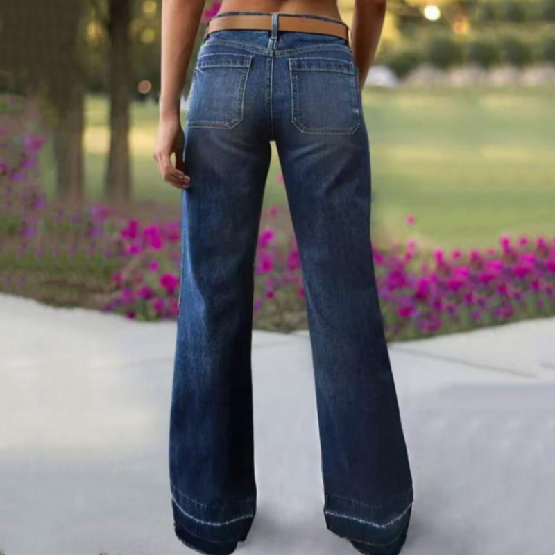 👖Women's Retro Flare Jeans – Stretch Denim, Functional Pockets & Vintage High-Waist Fit🌟