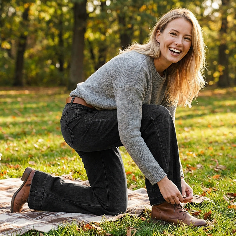 👖Women's Retro Flare Jeans – Stretch Denim, Functional Pockets & Vintage High-Waist Fit🌟
