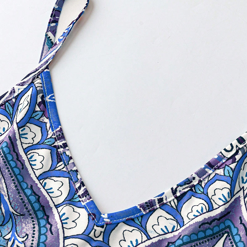 💥SALDI ULTIMO GIORNO - SCONTO DEL 60%🎁Abito lungo da donna senza maniche con scollo a V e stampa retrò