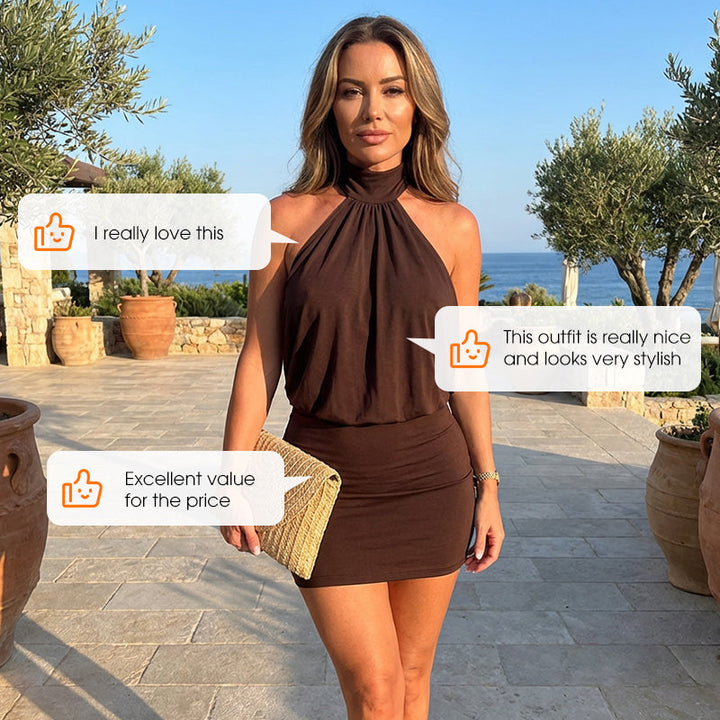 Sexy halter backless bodycon mini-jurk