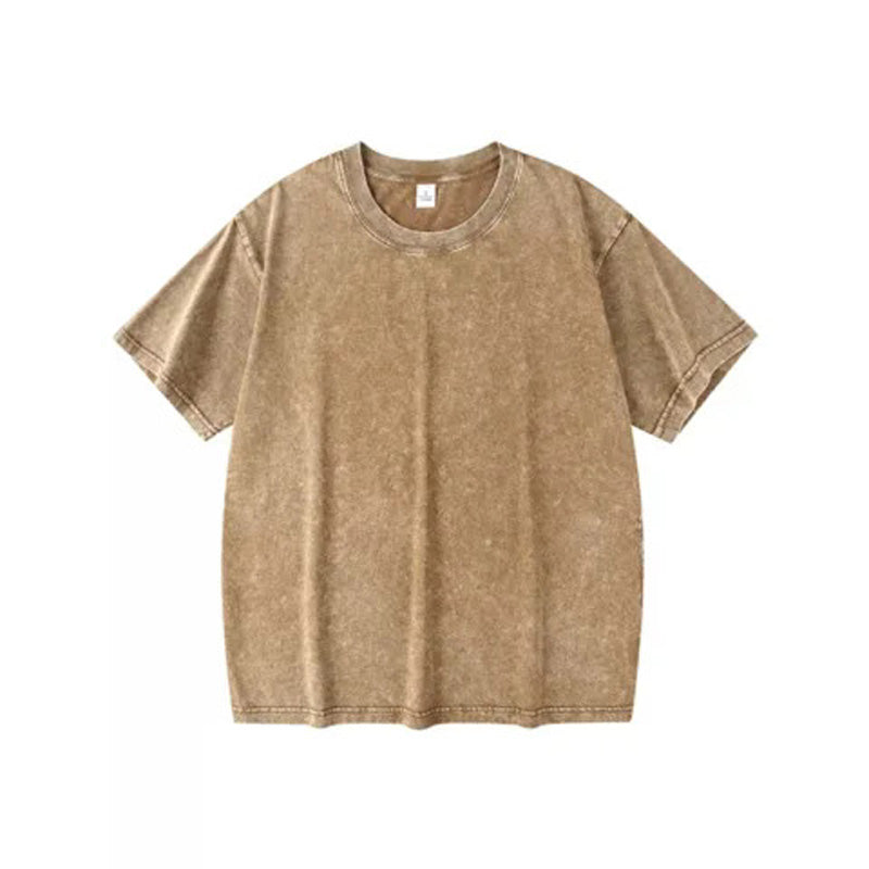 🎁Ny ankomst 50 % RABATT💥Hot Sale-tilbud - Løs vintage ensfarget kortermet topp