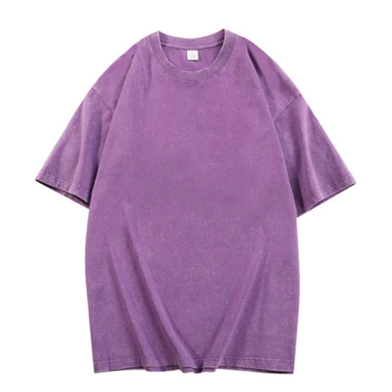 🎁Ny ankomst 50 % RABATT💥Hot Sale-tilbud - Løs vintage ensfarget kortermet topp