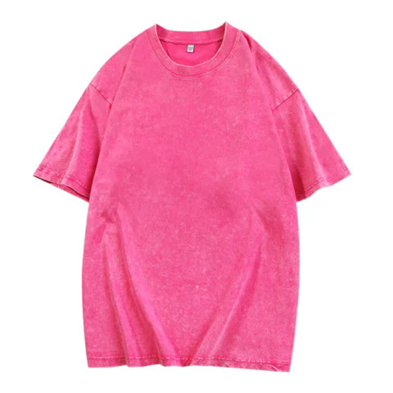 🎁Ny ankomst 50 % RABATT💥Hot Sale-tilbud - Løs vintage ensfarget kortermet topp