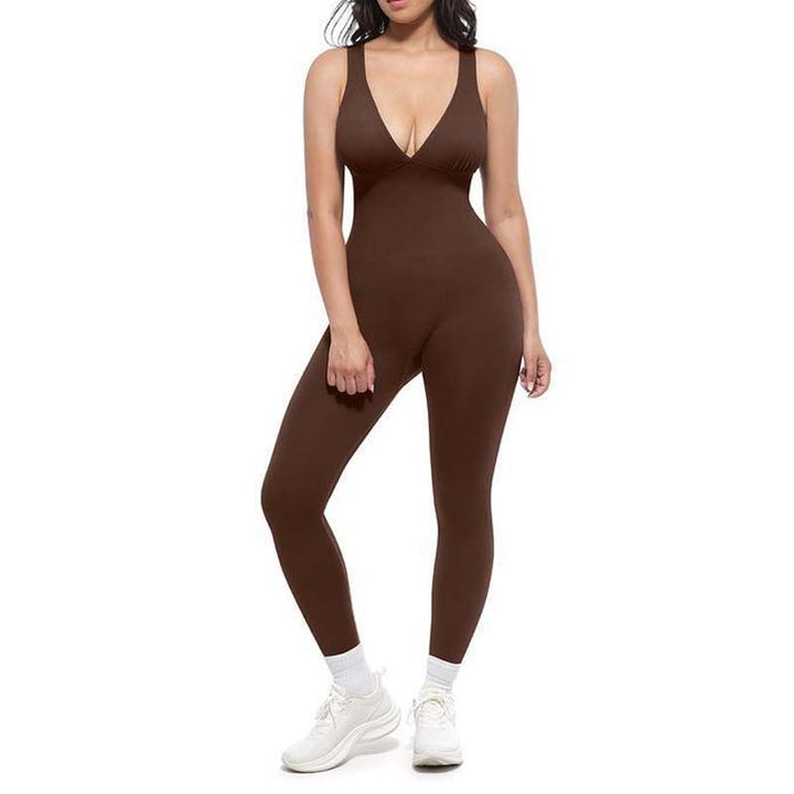💞50 000+ SOLGT!🌸🦋50 % RABATT på høyelastisk V-hals-jumpsuit – Komfortabel trening hele dagen &amp;  utover. Pustende, fleksibel &amp;  Uanstrengt elegant. Din favoritt for bevegelse. 🧘‍♀️💫