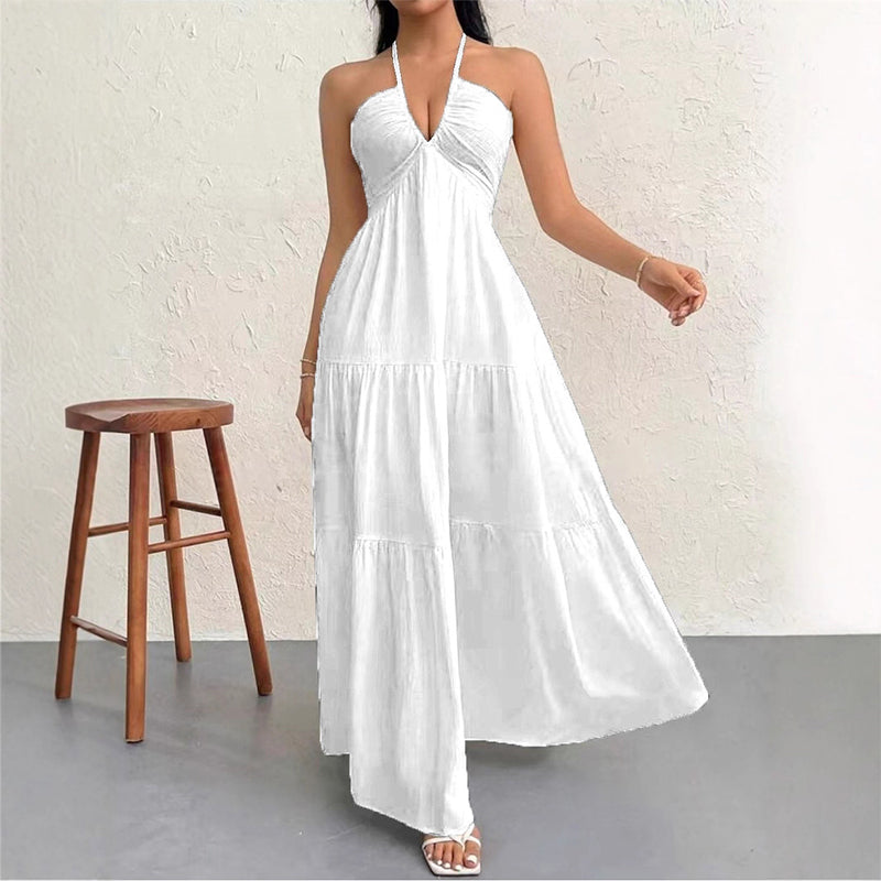 ✨30 000+ SOLGT🌸Halter Neck Backless Layered Maxi Dress