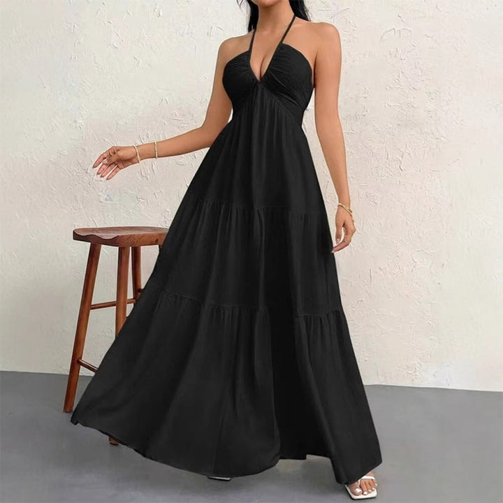 ✨30 000+ SOLGT🌸Halter Neck Backless Layered Maxi Dress