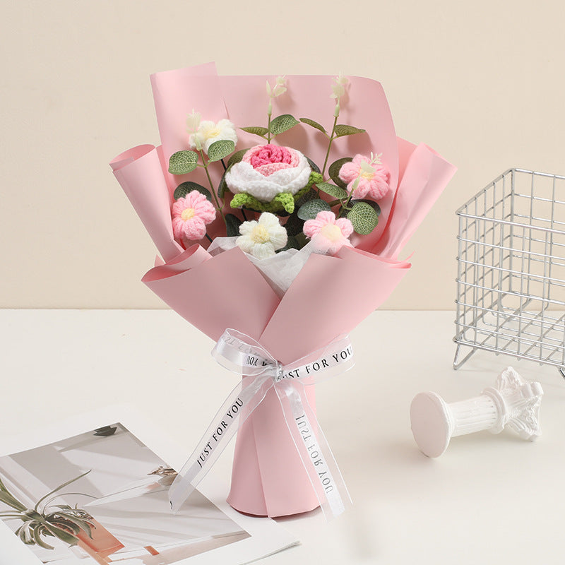 🌷 50 % RABATT NÅ! 💕 Håndlaget delikat heklet blomsterbukett – Morsdagsspesial – Livaktig design, slitesterk &amp;  Perfekt gave til mamma 🎁