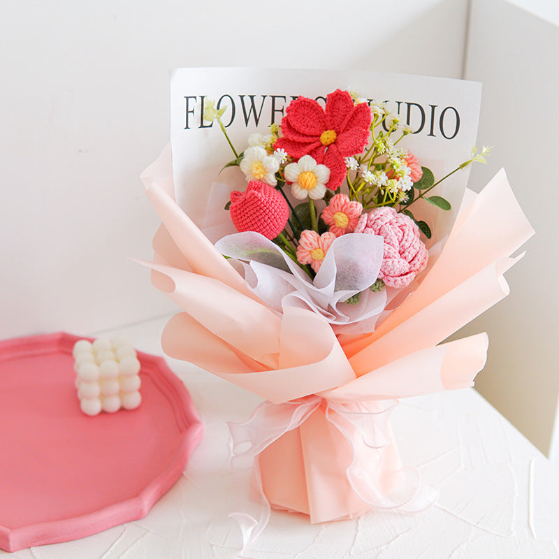 🌷 50 % RABATT NÅ! 💕 Håndlaget delikat heklet blomsterbukett – Morsdagsspesial – Livaktig design, slitesterk &amp;  Perfekt gave til mamma 🎁