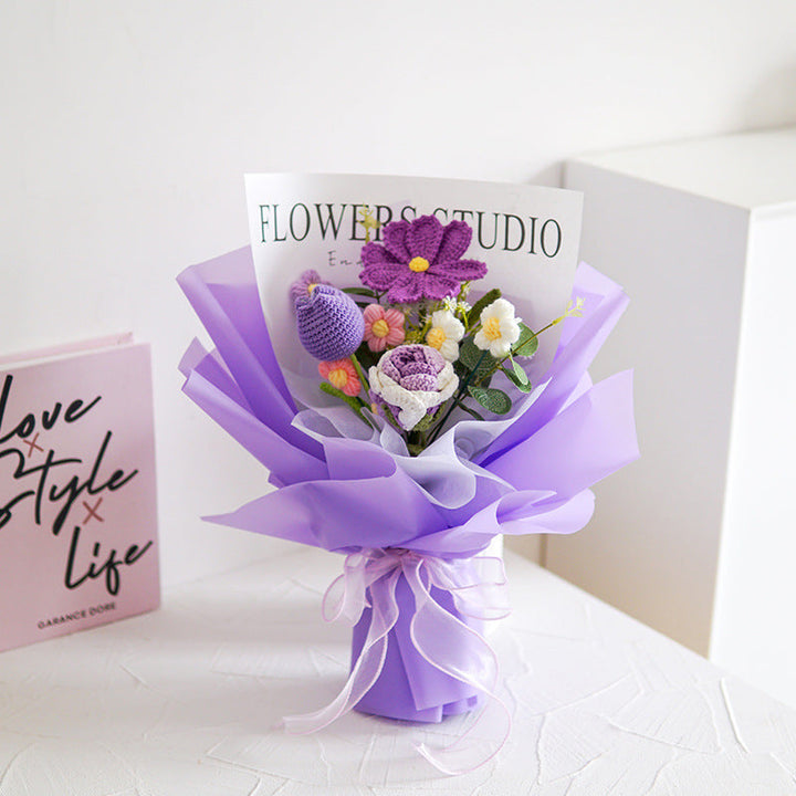 🌷 50 % RABATT NÅ! 💕 Håndlaget delikat heklet blomsterbukett – Morsdagsspesial – Livaktig design, slitesterk &amp;  Perfekt gave til mamma 🎁