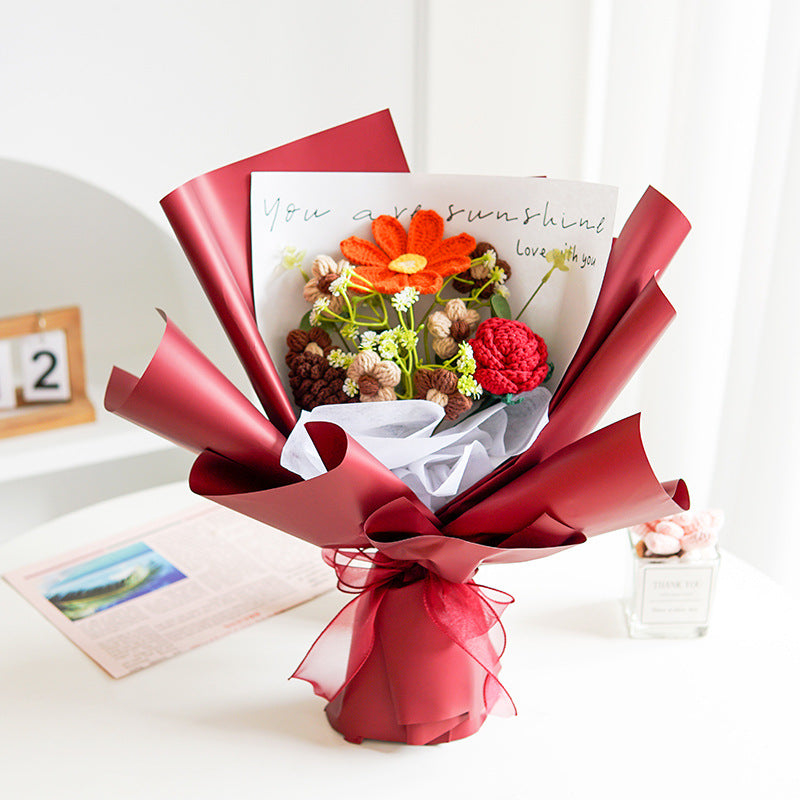 🌷 50 % RABATT NÅ! 💕 Håndlaget delikat heklet blomsterbukett – Morsdagsspesial – Livaktig design, slitesterk &amp;  Perfekt gave til mamma 🎁
