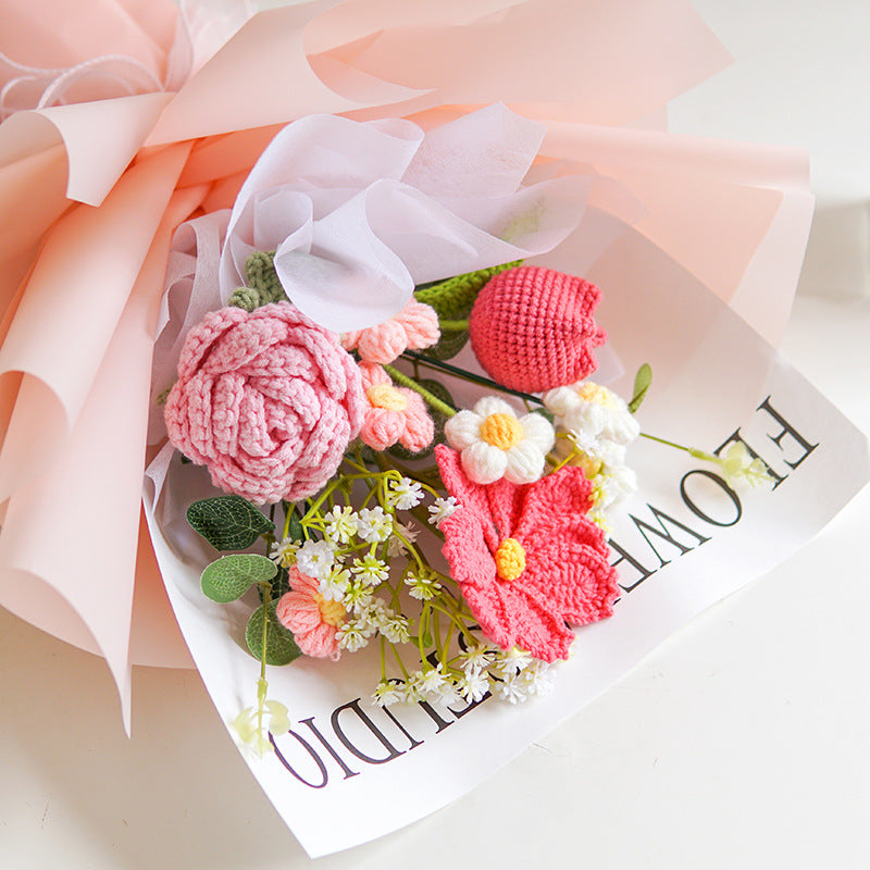 🌷 50 % RABATT NÅ! 💕 Håndlaget delikat heklet blomsterbukett – Morsdagsspesial – Livaktig design, slitesterk &amp;  Perfekt gave til mamma 🎁