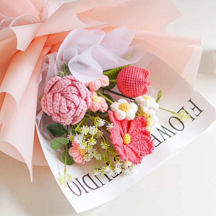 🌷 50 % RABATT NÅ! 💕 Håndlaget delikat heklet blomsterbukett – Morsdagsspesial – Livaktig design, slitesterk &amp;  Perfekt gave til mamma 🎁