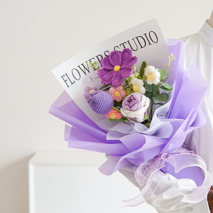 🌷 50 % RABATT NÅ! 💕 Håndlaget delikat heklet blomsterbukett – Morsdagsspesial – Livaktig design, slitesterk &amp;  Perfekt gave til mamma 🎁