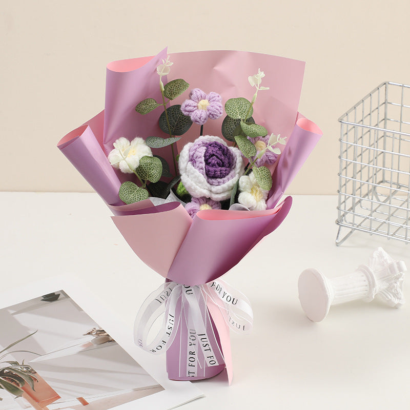 🌷 50 % RABATT NÅ! 💕 Håndlaget delikat heklet blomsterbukett – Morsdagsspesial – Livaktig design, slitesterk &amp;  Perfekt gave til mamma 🎁