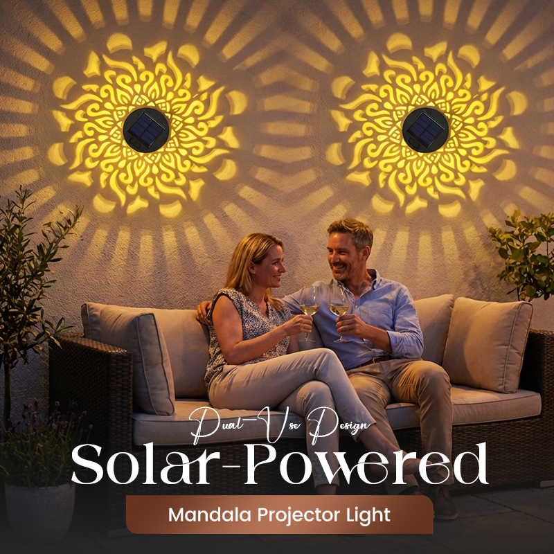 🌀 Solar Mandala Light – Stunning Pattern Projection, 2-in-1 Floor &amp; Wall Design &amp; IP65 Waterproof Auto On/Off 🌿