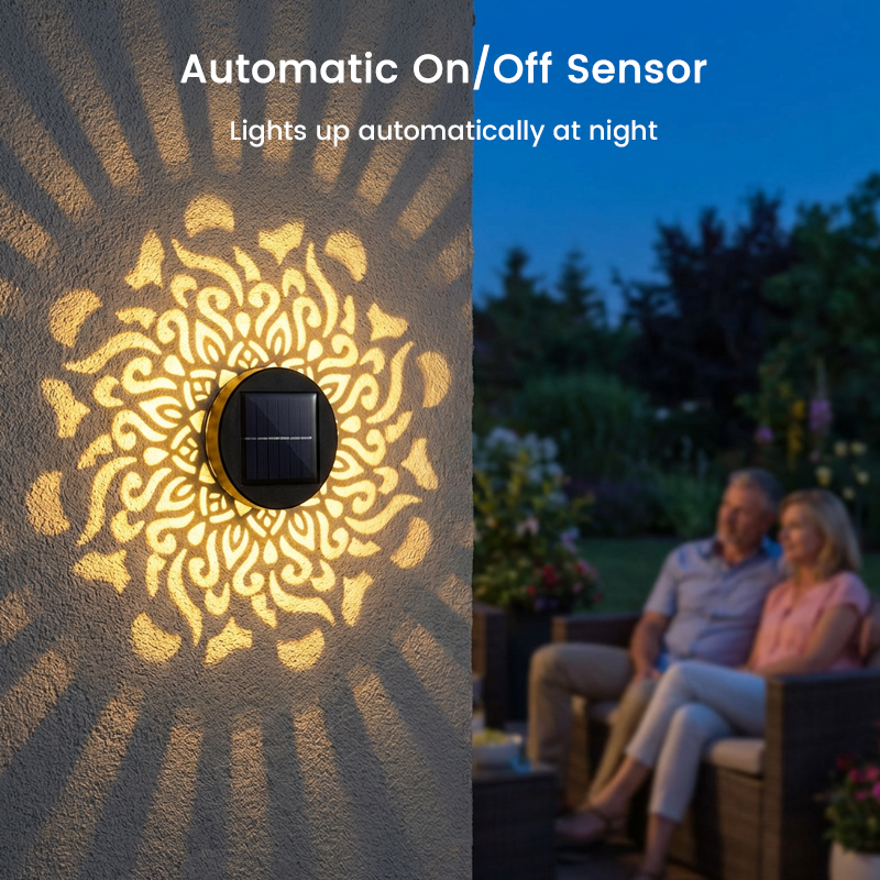 🌀 Solar Mandala Light – Stunning Pattern Projection, 2-in-1 Floor &amp; Wall Design &amp; IP65 Waterproof Auto On/Off 🌿