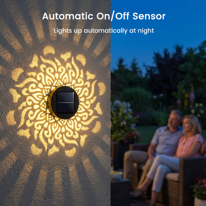 🌀 Solar Mandala Light – Stunning Pattern Projection, 2-in-1 Floor &amp; Wall Design &amp; IP65 Waterproof Auto On/Off 🌿
