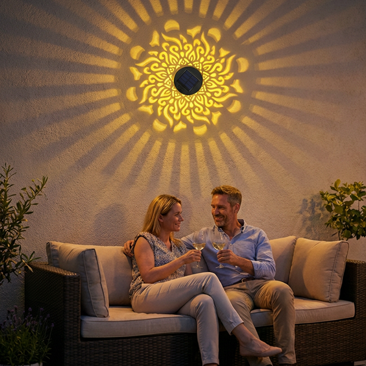 🌀 Solar Mandala Light – Stunning Pattern Projection, 2-in-1 Floor &amp; Wall Design &amp; IP65 Waterproof Auto On/Off 🌿