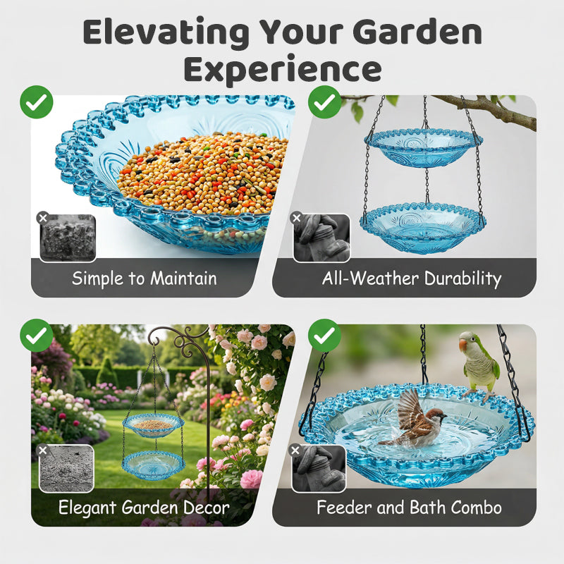 🥳2026 HOT SALE🥳💞50K+ SOLD!🐦🌧️ 50% OFF! Vintage-Style Bird Feeder with Bath – Hangs anywhere, easy to fill. Attracts robins &amp; blue tits. Perfect for nature lovers. 🏡✨