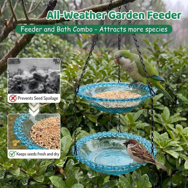 🥳2026 HOT SALE🥳💞50K+ SOLD!🐦🌧️ 50% OFF! Vintage-Style Bird Feeder with Bath – Hangs anywhere, easy to fill. Attracts robins &amp; blue tits. Perfect for nature lovers. 🏡✨