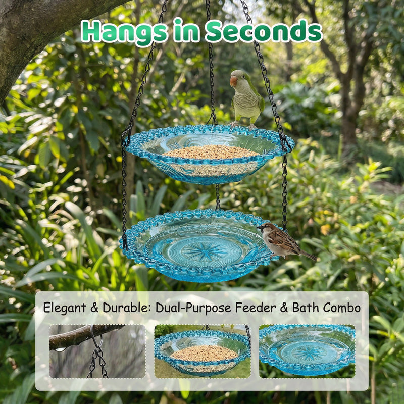 🥳2026 HOT SALE🥳💞50K+ SOLD!🐦🌧️ 50% OFF! Vintage-Style Bird Feeder with Bath – Hangs anywhere, easy to fill. Attracts robins &amp; blue tits. Perfect for nature lovers. 🏡✨
