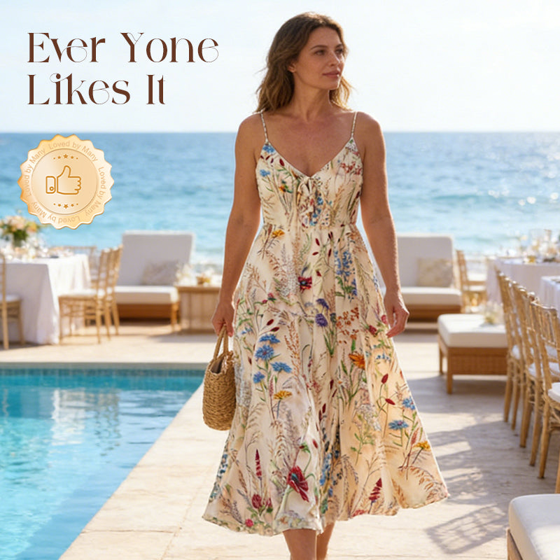 Plus Size Floral Print Spaghetti Strap Midi Dress