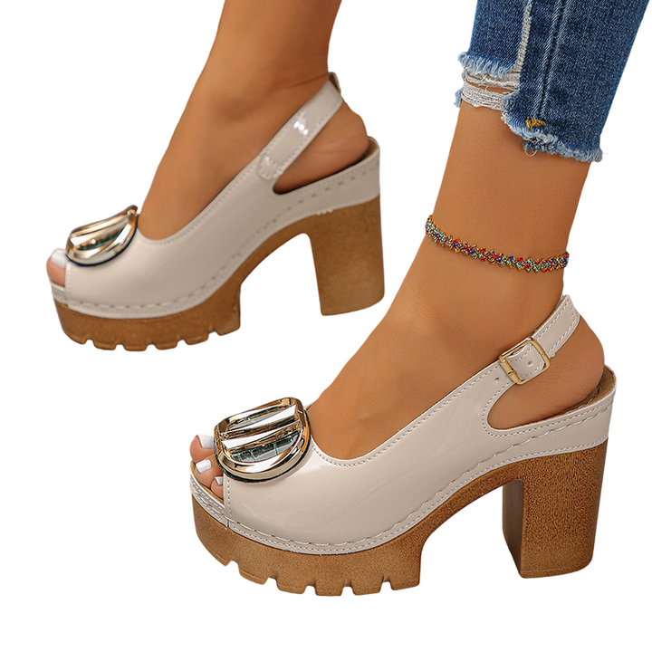 👡Elegant Peep-Toe Buckle Heeled Sandals – Chic Design, Comfortable Heel &amp; Perfect for Any Occasion ✨