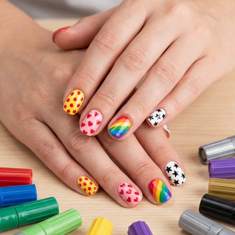 🎨Last Day Special Price:£ 8.99💞50K+ SOLD!✨Dual-Tip Nail Art Marker Pen Set Quick‑dry, no UV lamp. Fine &amp; brush tips. 12/24 vibrant colors. Easy DIY at home. No smudges, just art! 💅🖌️