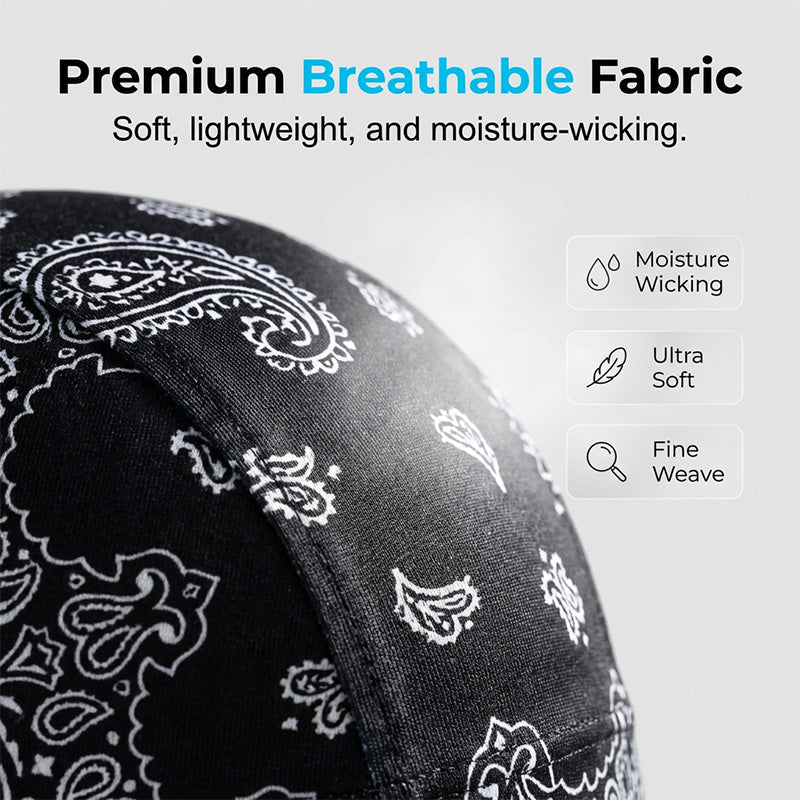 Paisley Cooling Headscarf Cap Set, Motorcycle Pirate Head Wrap Safety Helmet Liner, Elastic Fit Hand Washable Multifunctional Outdoor Headwear for Athletes &amp; Outdoor Enthusiasts
