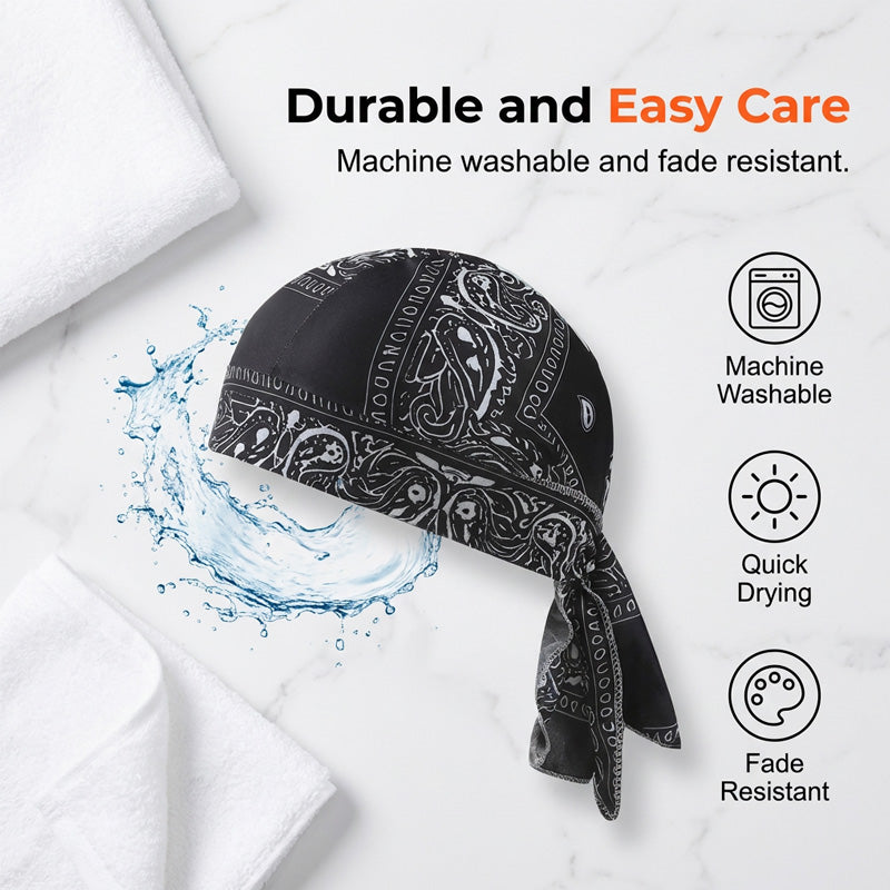 Paisley Cooling Headscarf Cap Set, Motorcycle Pirate Head Wrap Safety Helmet Liner, Elastic Fit Hand Washable Multifunctional Outdoor Headwear for Athletes &amp; Outdoor Enthusiasts